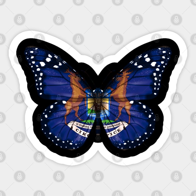 Michigan Flag Butterfly - Gift for Michigander From Michigan MI Sticker by Country Flags